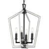 Progress Lighting P500377-31M Galloway Collection 4-Light Modern Farmhouse Chandelier with Matte Black with Distressed White Accents