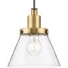 Progress Lighting P500382-163 Hinton Collection 8 in. One-Light Brushed Nickel Pendant with Clear Seeded Glass Shade
