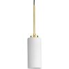 Progress Lighting P500404-163 Cofield Collection 4 in. One-Light Vintage Brass Transitional Pendant with Etched White Glass Shade(Bronze)