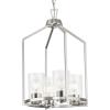 Progress Lighting P500410-31M Goodwin 14 in. Four-Light Brushed Nickel Modern Farmhouse Hall & Foyer Light with Clear Glass Shade