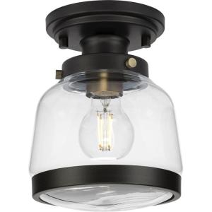 Judson Collection 1-Light 8 in. Antique Bronze Semi-Flush Light