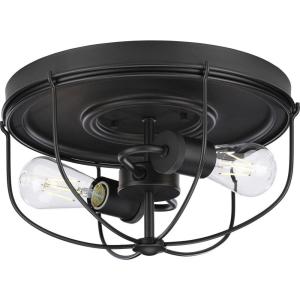 Medal Collection 2-Light Graphite Industrial Flush Mount Ceiling Light