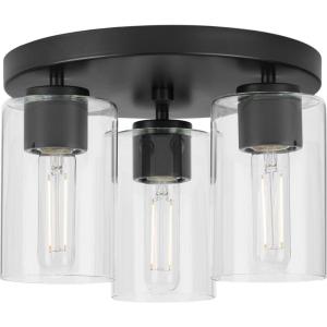 Progress Lighting Cofield – 3 Light Flush Mount in Contemporary Style-7.75 Inches Tall and 12 Inches Wide-Brushed Nickel Finish(Black)