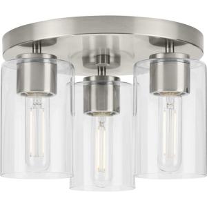 Progress Lighting Cofield – 3 Light Flush Mount in Contemporary Style-7.75 Inches Tall and 12 Inches Wide-Brushed Nickel Finish(Nickel)