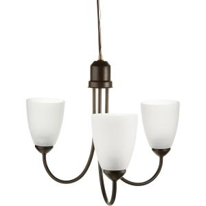 Progress Lighting Gather Collection 3-Light Etched Glass Traditional Chandelier Light Antique Bronze(Antique Bronze)