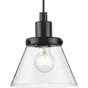 Progress Lighting Hinton – 1 Light Pendant in Farmhouse Style-8.62 Inches Tall and 8 Inches Wide-Matte Black Finish -Traditional Instal(Matte Black)