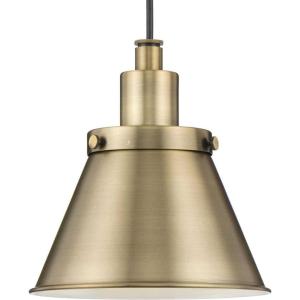 Progress Lighting Hinton Collection One-Light Vintage Brass Modern Farmhouse Pendant (P500383-163)