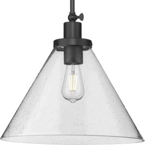 Progress Lighting Hinton Collection One-Light Vintage Brass Modern Farmhouse Pendant (P500384-163)(Matte Black)