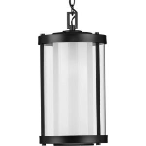 Progress Lighting Irondale Collection 1-Light Clear Glass Craftsman Outdoor Hanging Lantern Light Matte Black