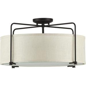 Progress Lighting Kempsey Collection Three-Light Semi-Flush Convertible, Antique Bronze, 11″ x 21-3/4″(Antique Bronze)