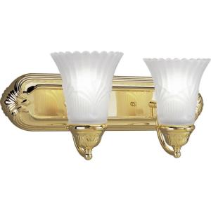 Progress Lighting P3072-10 2-Light Bracket with Etched, Ribbed and Patterned Glass, Polished Brass