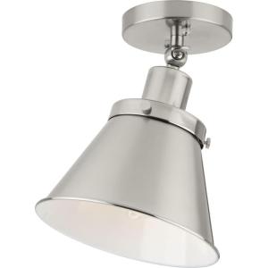 Progress Lighting P350199-009 Transitional One Light Flush Mount from Hinton Collection in Pewter, Nickel, Silver Finish,(Brushed Nickel)