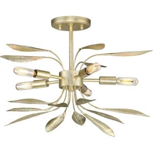Progress Lighting P350210-176 Leaf, Flower, Fruit Five Light Semi-Flush Conv from Mariposa Collection in Pewter, Nickel, Silver Finish, 13.00 inches(Silver)