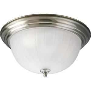 Progress Lighting P3818-09 3-Light Close-To-Ceiling with Etched Ribbed Glass, Brushed Nickel(Nickel)