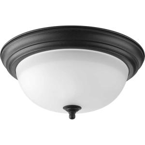 Progress Lighting P3925-80 Dome Glass CTC Flush Mount, 2-Light 150 Total Watts, Forged Black
