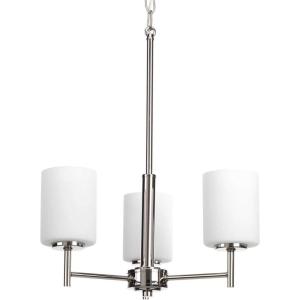 Progress Lighting P4318-104 Replay Collection Etched White Glass Modern Chandelier Light, 3-Light, Polished Nickel(Polished Nickel)