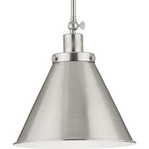 Progress Lighting P500325-104 Transitional One Light Pendant from Hinton Collection in Polished Nickel Finish,(Brushed Nickel)