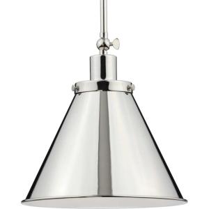 Progress Lighting P500325-104 Transitional One Light Pendant from Hinton Collection in Polished Nickel Finish,(Polished Nickel)
