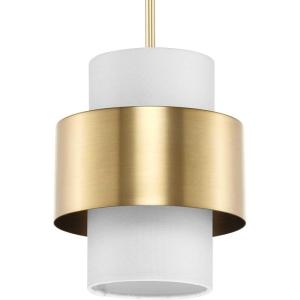 Silva Collection One-Light Brushed Bronze White Linen Shade Pendant (P500398-109)(Brushed Bronze)
