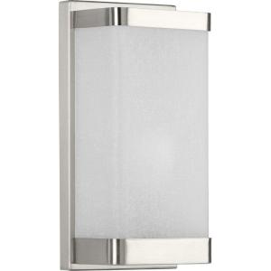 Progress Lighting 1-Light Linen Glass Wall Sconce, Indoor, P710072-009, Brushed Nickel(Nickel)
