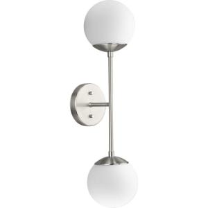 Progress Lighting Haas 7.12 in. Two-Light Brushed Nickel Contemporary for Dining Rooms, Great Rooms, and Bathrooms