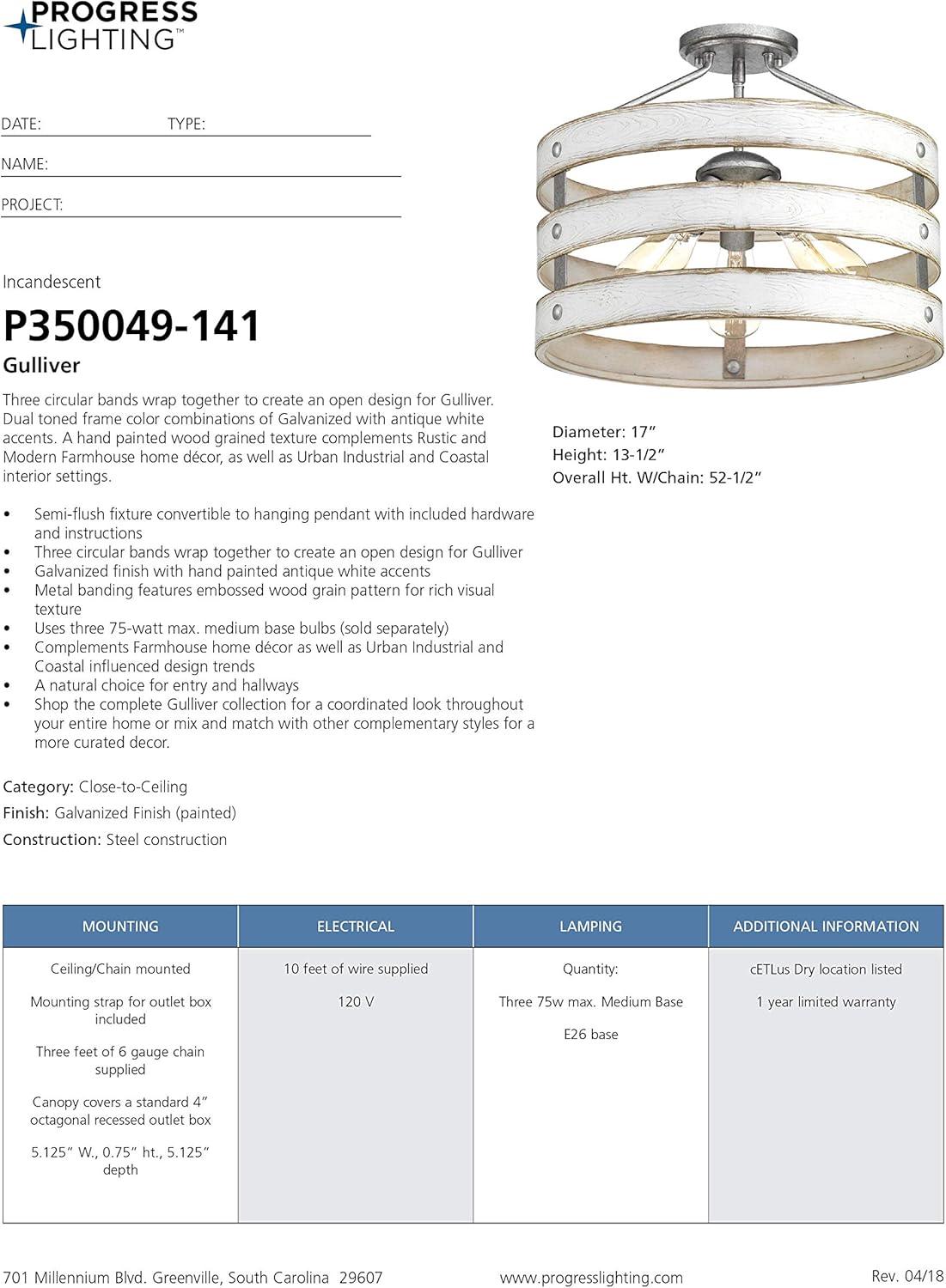 image:imageProgress Lighting P350049143 Gulliver ThreeLight SemiFlush Convertible Graphite finish 1350x1700x1700Gray