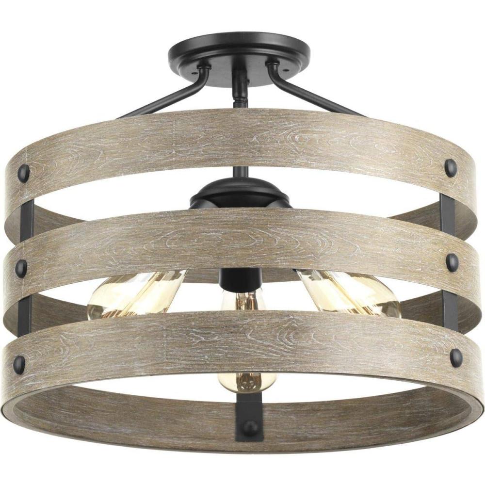 image:imageProgress Lighting P350049143 Gulliver ThreeLight SemiFlush Convertible Graphite finish 1350x1700x1700Graphite finish
