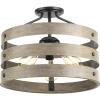 Progress Lighting P350049-143 Gulliver Three-Light Semi-Flush Convertible, Graphite finish, 13.50×17.00×17.00(Graphite finish)
