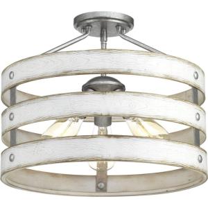 Progress Lighting P350049-143 Gulliver Three-Light Semi-Flush Convertible, Graphite finish, 13.50×17.00×17.00(Gray)