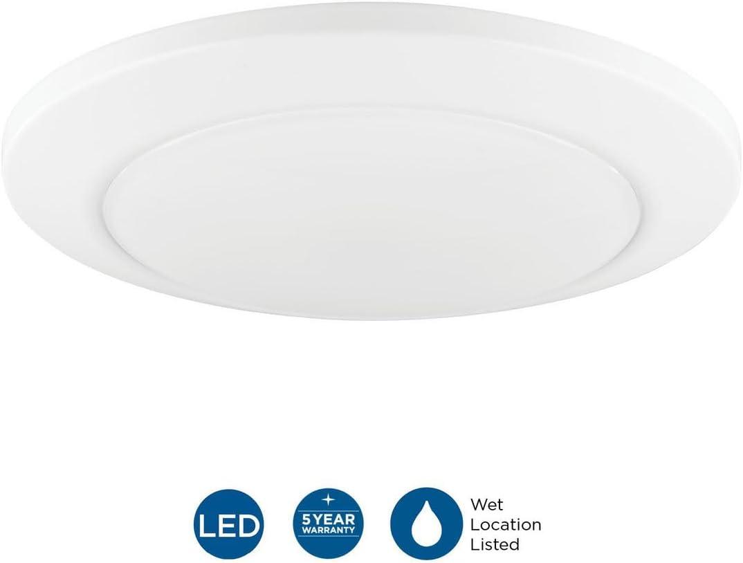 image:imageProgress Lighting Fairway 7 in Steel Satin White Surface Mount LED Light 1000 Lumen