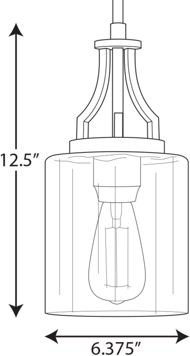 image:imageProgress Lighting Lassiter Collection 1Light Clear Glass Modern Pendant Light Matte BlackBrushed Nickel