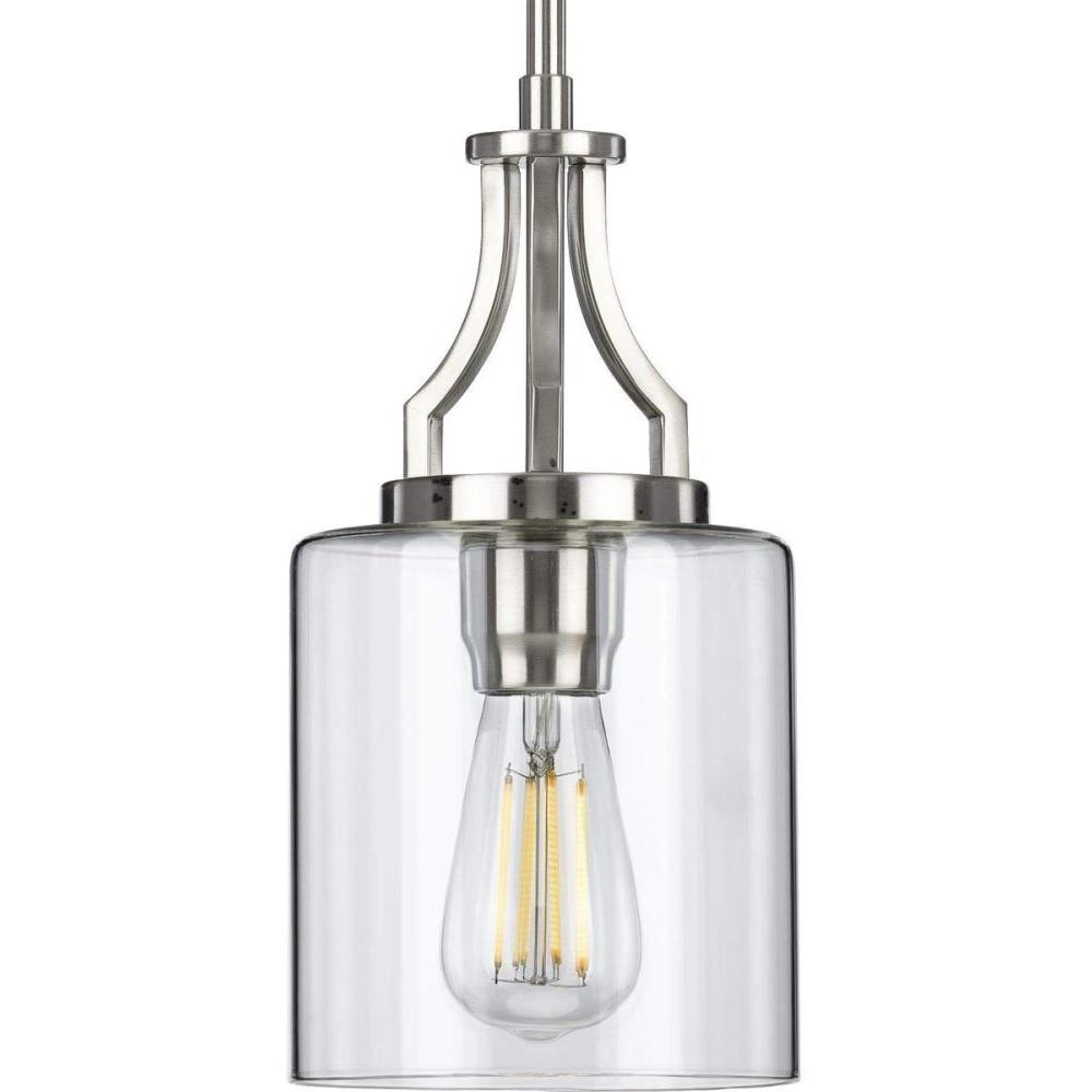 image:imageProgress Lighting Lassiter Collection 1Light Clear Glass Modern Pendant Light Matte BlackBrushed Nickel