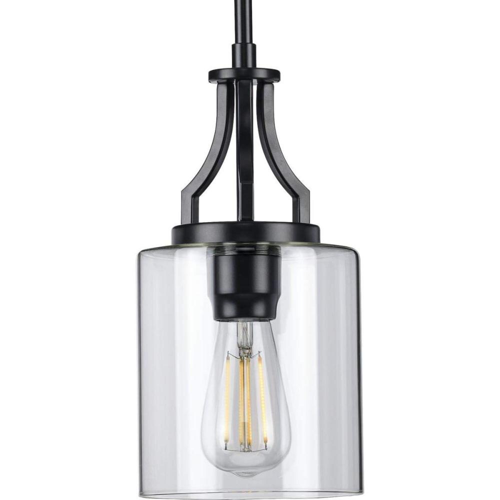 image:imageProgress Lighting Lassiter Collection 1Light Clear Glass Modern Pendant Light Matte BlackMatte Black