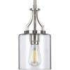 Progress Lighting Lassiter Collection 1-Light Clear Glass Modern Pendant Light Matte Black(Brushed Nickel)