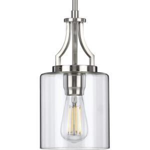 Progress Lighting Lassiter Collection 1-Light Clear Glass Modern Pendant Light Matte Black(Brushed Nickel)