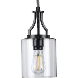 Progress Lighting Lassiter Collection 1-Light Clear Glass Modern Pendant Light Matte Black(Matte Black)