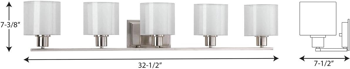 image:imageInvite Collection 5Light White Shade New Traditional Bath Vanity Light Brushed NickelBrushed Nickel
