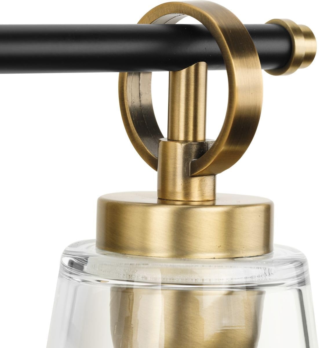 image:imageProgress Lighting Cassell 145 in 2Light Vintage Brass and Matte Black Vanity Light with Clear Glass Shades for Bathroom