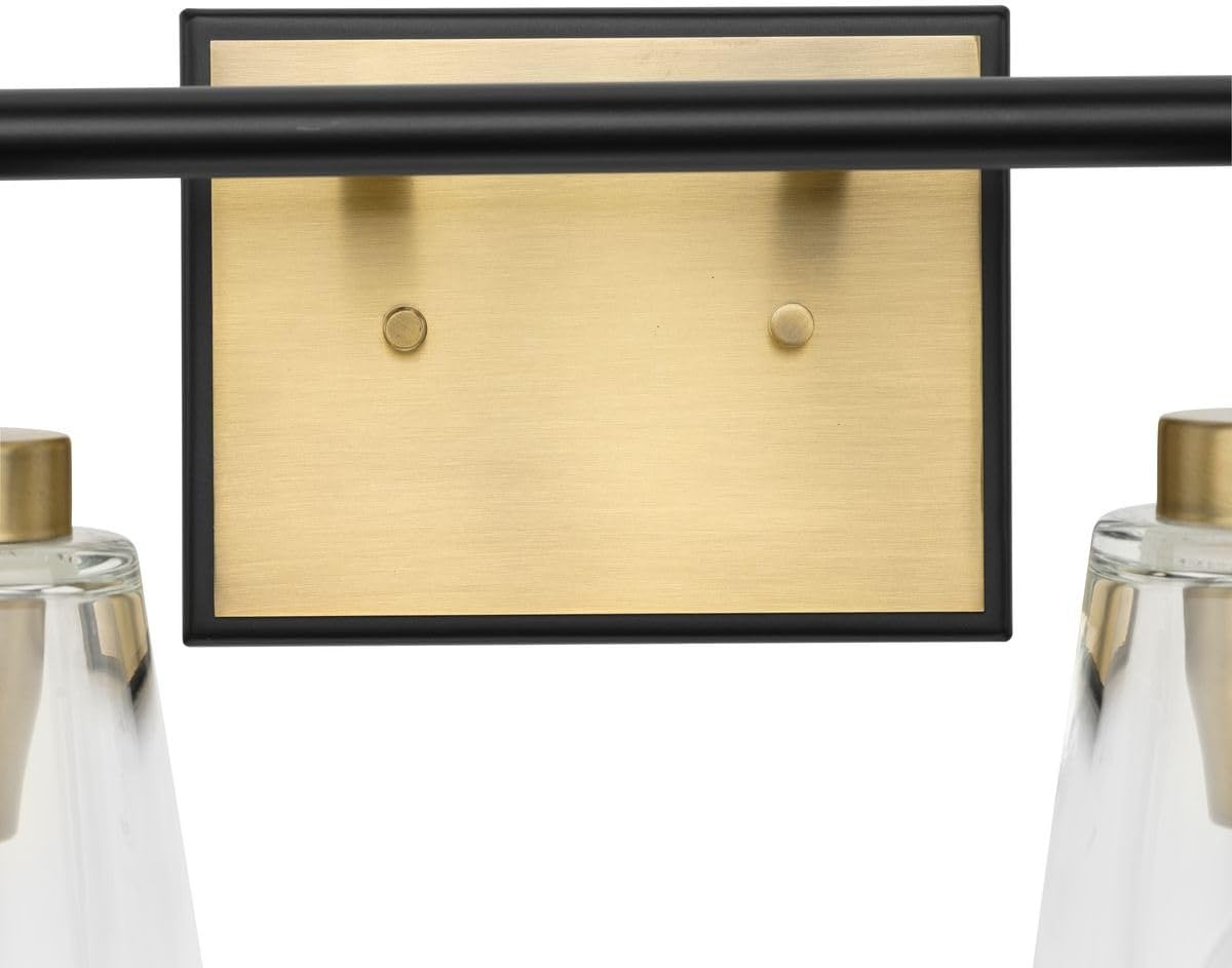 image:imageProgress Lighting Cassell 145 in 2Light Vintage Brass and Matte Black Vanity Light with Clear Glass Shades for Bathroom