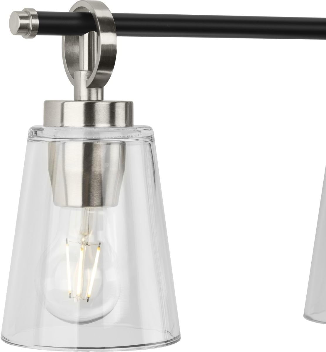 image:imageProgress Lighting Cassell 3387 in 4Light Brushed Nickel and Matte Black Vanity Light with Clear Glass Shades for Bathroom
