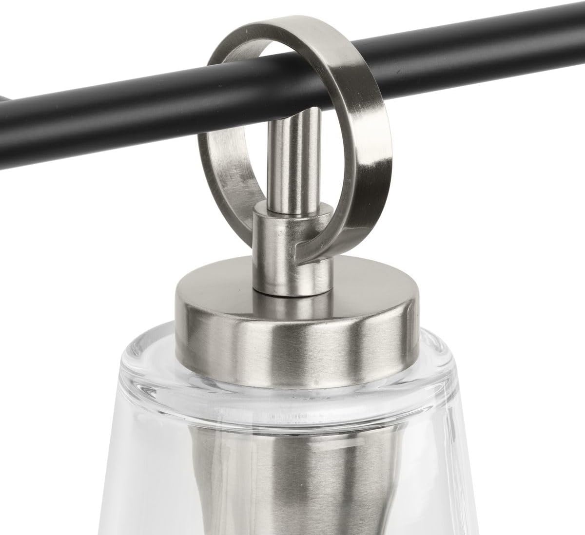image:imageProgress Lighting Cassell 3387 in 4Light Brushed Nickel and Matte Black Vanity Light with Clear Glass Shades for Bathroom