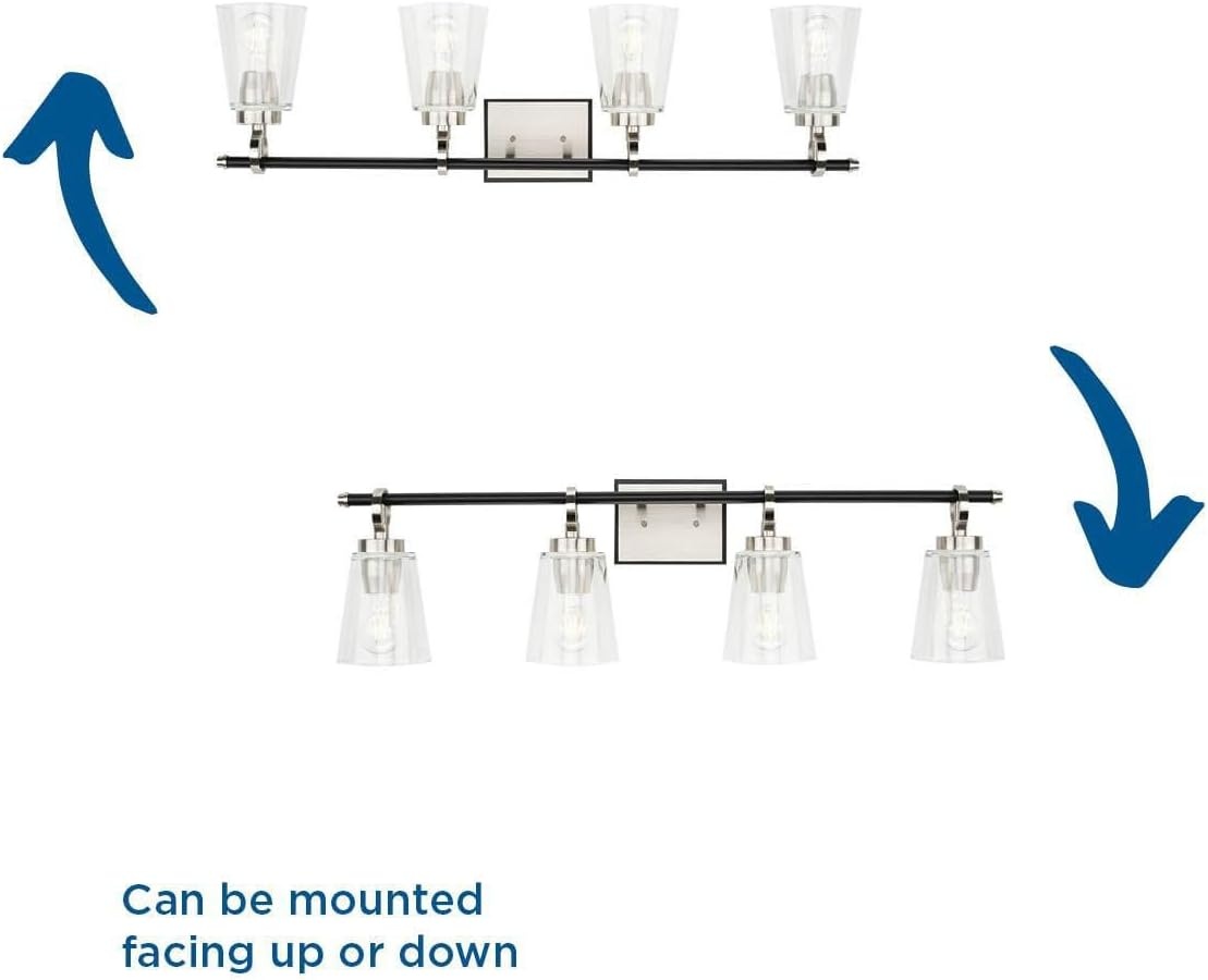 image:imageProgress Lighting Cassell 3387 in 4Light Brushed Nickel and Matte Black Vanity Light with Clear Glass Shades for Bathroom
