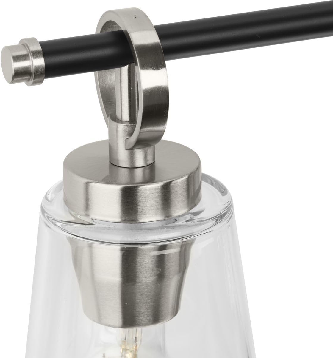 image:imageProgress Lighting Cassell 3387 in 4Light Brushed Nickel and Matte Black Vanity Light with Clear Glass Shades for Bathroom