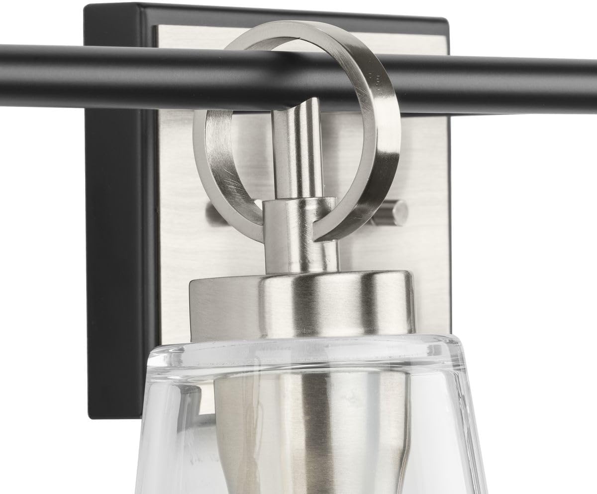 image:imageProgress Lighting Cassell 3387 in 4Light Brushed Nickel and Matte Black Vanity Light with Clear Glass Shades for Bathroom