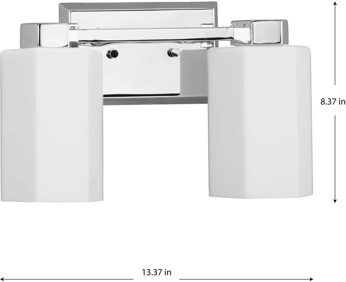 image:imageProgress Lighting Estrada 1337 in TwoLight Polished Chrome Vanity Light with Opal Glass Shade