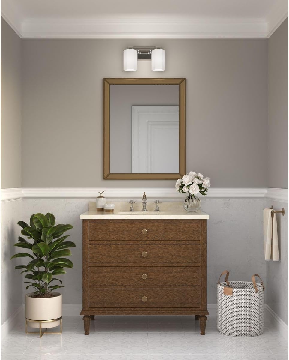 image:imageProgress Lighting Estrada 1337 in TwoLight Polished Chrome Vanity Light with Opal Glass Shade