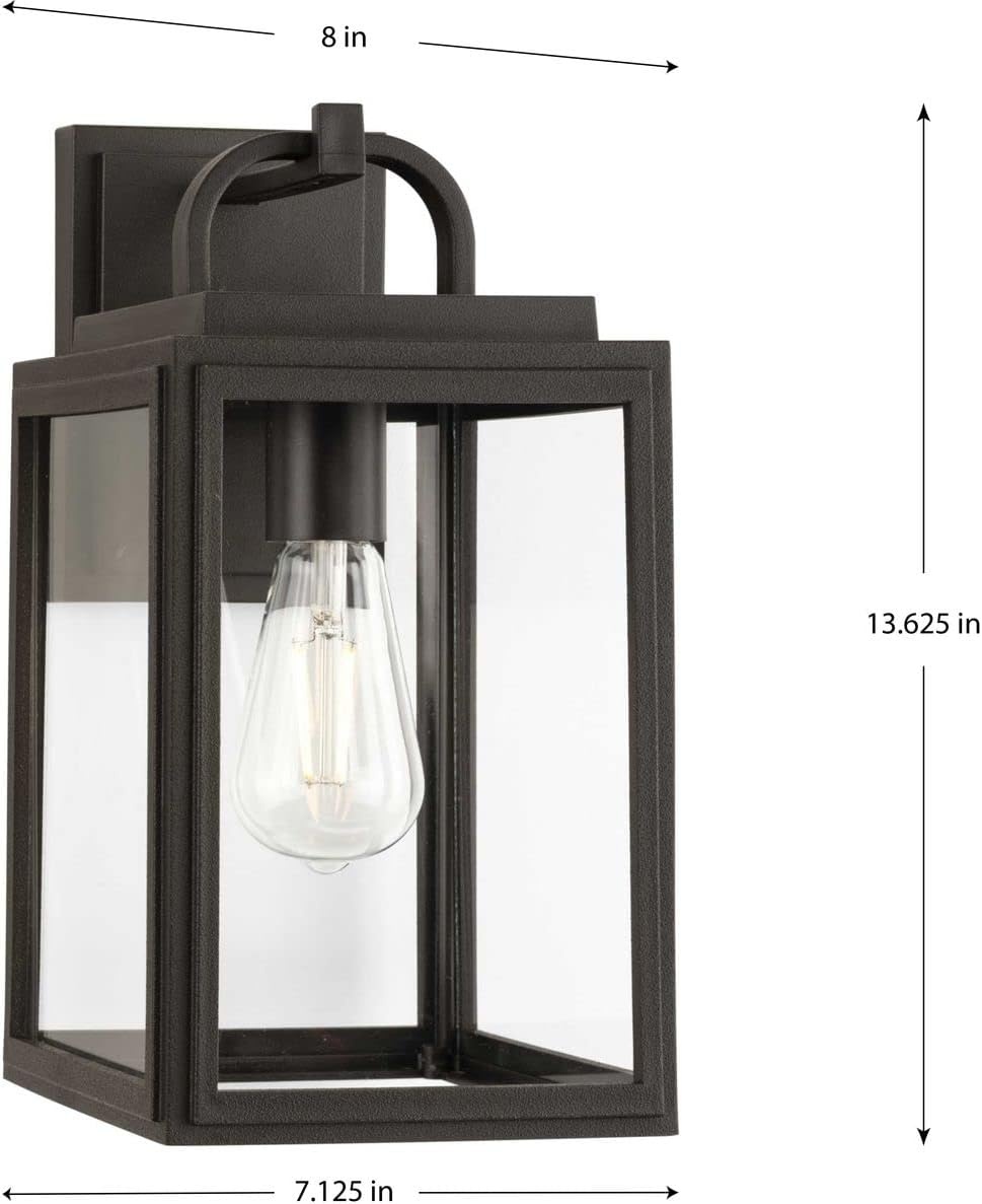 image:imageProgress Lighting Grandbury Collection 13625 in 1Light Antique Bronze with Clear Glass Shade Farmhouse Coastal Outdoor Wall LanternBronze