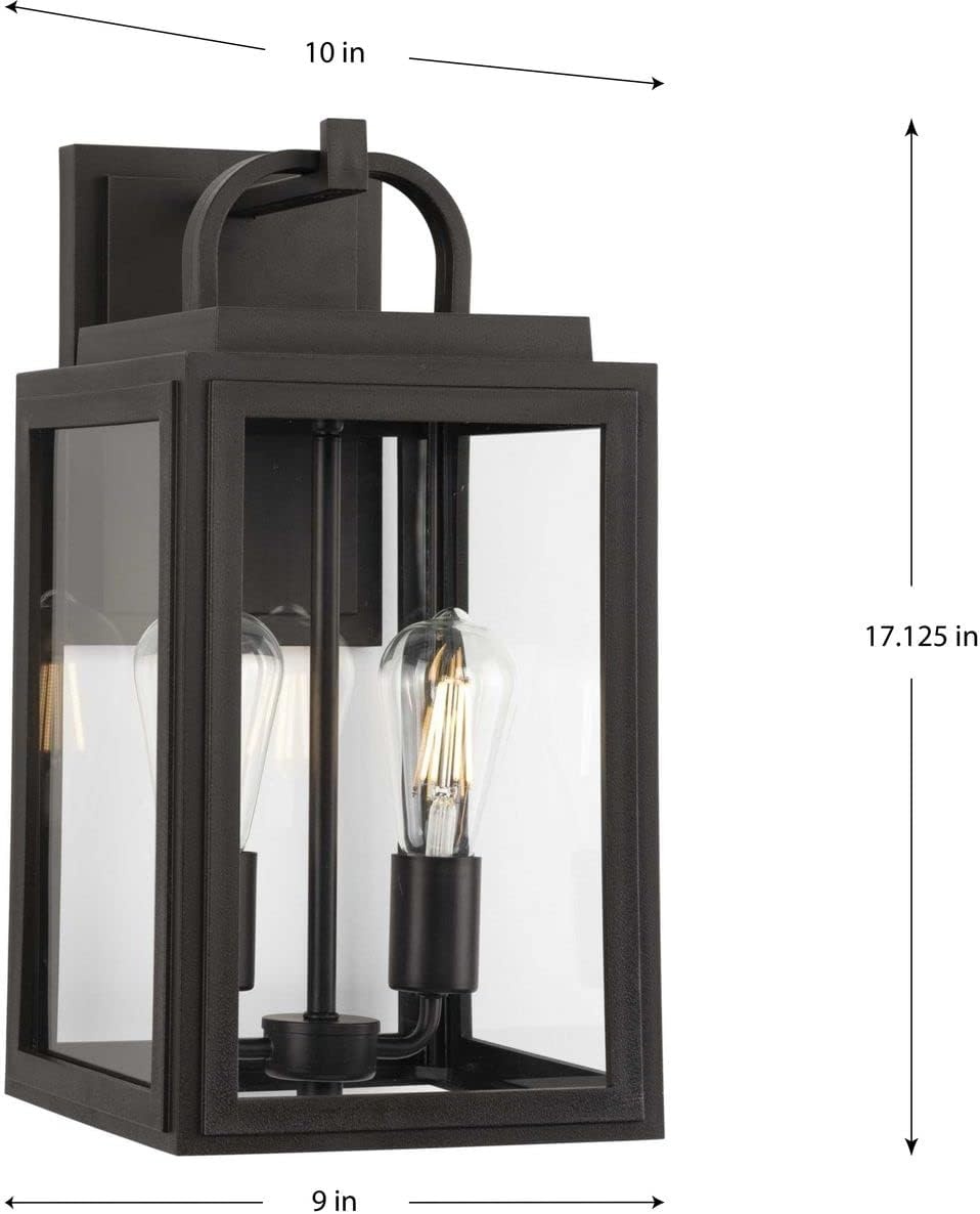 image:imageProgress Lighting Grandbury Collection 17 in 1Light Antique Bronze with Clear Glass Shade Farmhouse Coastal Outdoor Wall LanternBronze