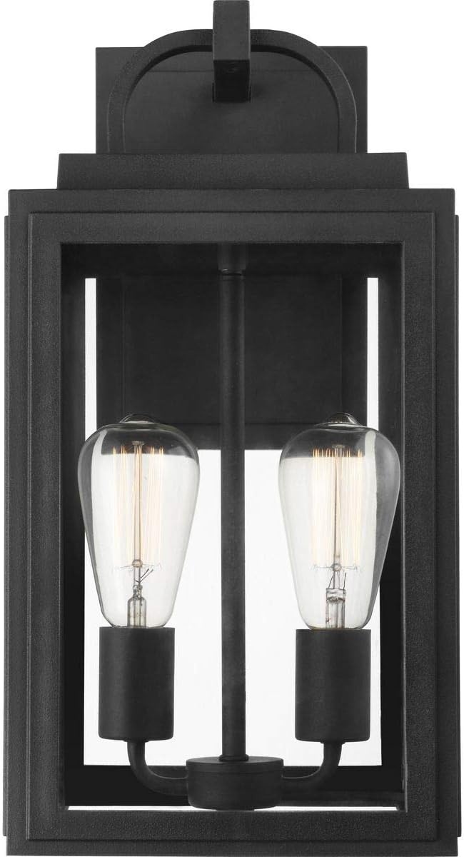 image:imageProgress Lighting Grandbury Collection 17 in 1Light Antique Bronze with Clear Glass Shade Farmhouse Coastal Outdoor Wall LanternTextured Black