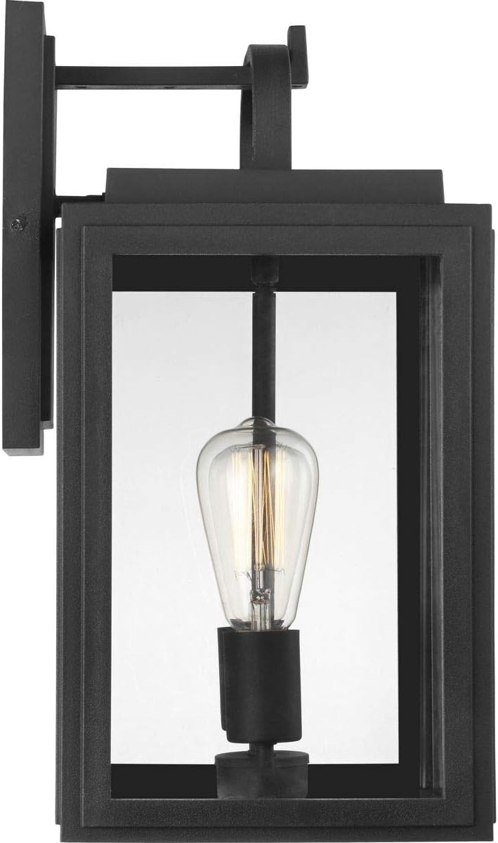 image:imageProgress Lighting Grandbury Collection 17 in 1Light Antique Bronze with Clear Glass Shade Farmhouse Coastal Outdoor Wall LanternTextured Black